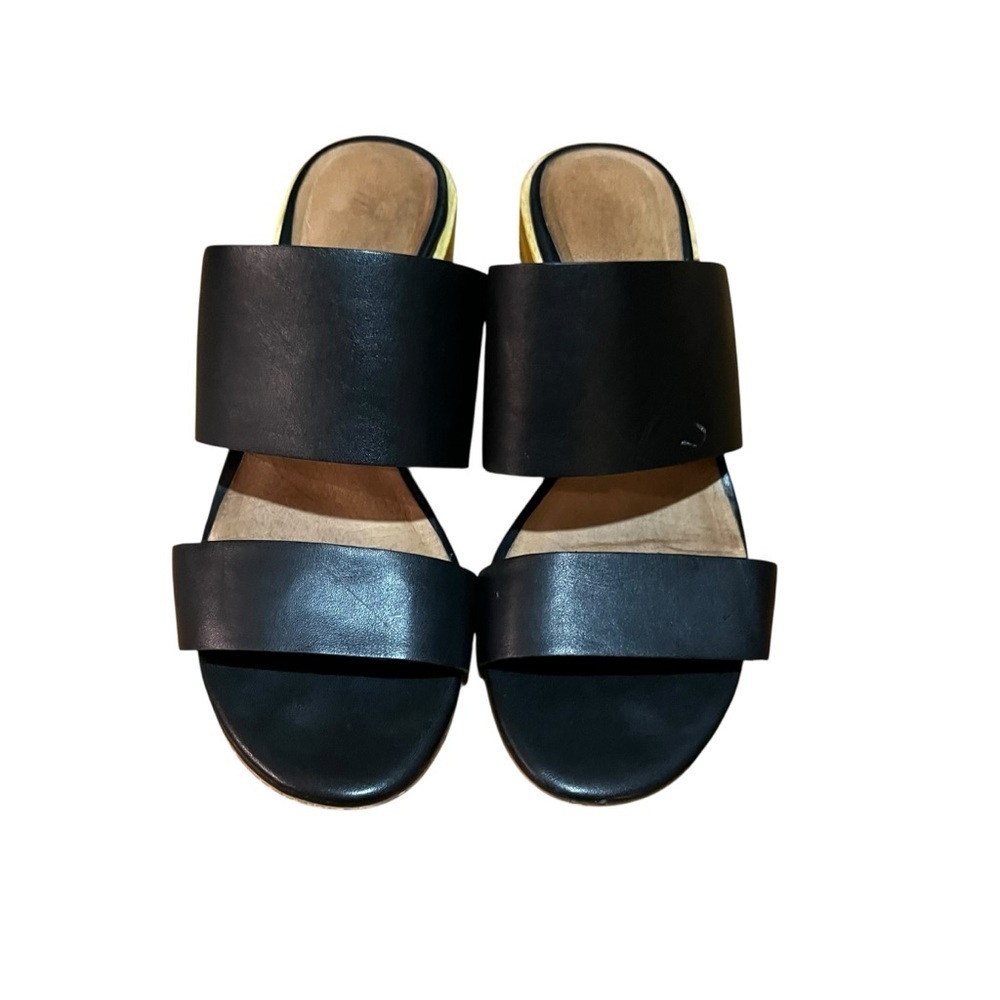 Madewell The Kiera Mule Chunky Wooden Block Black Leather Heel Sandal SZ 9 - Picture 4 of 15